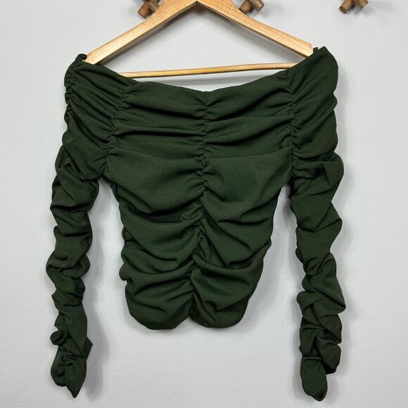 New Line & Dot Billie Off Shoulder Top in Olive Size S - Picture 2 of 8